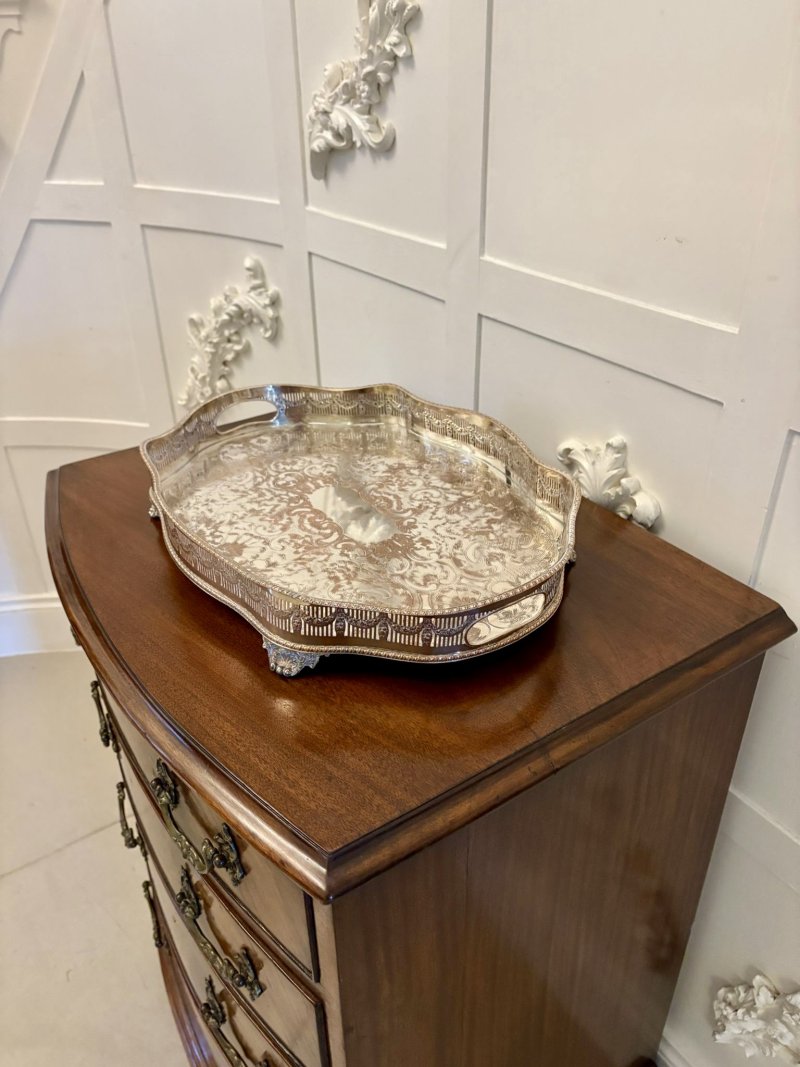 Antique Edwardian Quality Sheffield Plated Engraved Tea Tray - Image 5